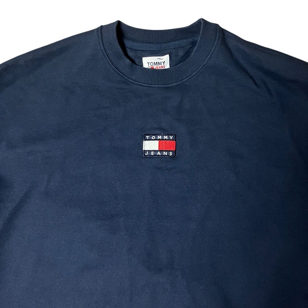 Tommy Hilfiger Flag Logo Navy Blue Pullover Sweatshirt Streetwear